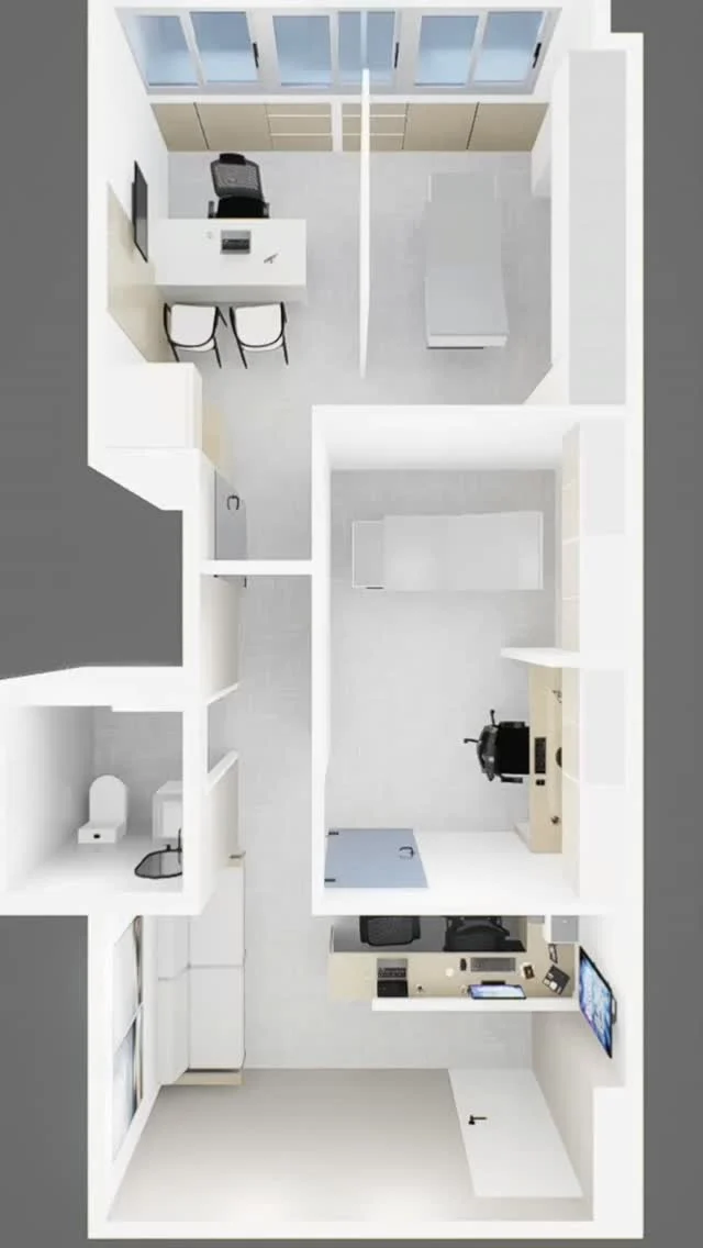 El espacio donde la autoridad médica y la comodidad del paciente convergen.  Finalizamos nuestra serie de transformación con el Consultorio Principal. Aquí es donde la visión arquitectónica se materializa por completo: desde las paredes desnudas hasta un despacho ejecutivo de alto nivel que inspira confianza. El paso del render a la realidad demuestra que en Espacios Médicos Design cada detalle se construye con la precisión que tu práctica merece. 🏛️  ¿Tu consultorio actual refleja la calidad de tu trabajo? ¡Escríbenos al DM y solicita tu asesoría para iniciar tu transformación de proyecto medico 🚀
.
.
.
.
.
.
.
.
.  #espaciosmedicosdesign #arquitecturamedica #venezuela #proyectos3d #diseñodeconsultorios
