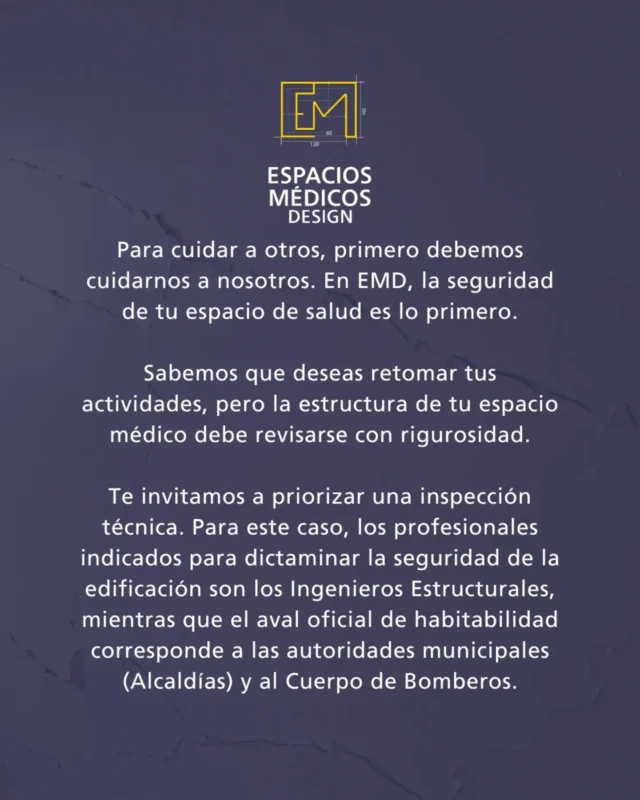 La responsabilidad profesional nos exige poner la seguridad humana por encima de todo. Ante la situación actual, nuestro primer consejo para el gremio médico es validar la seguridad de sus espacios.  Protege a quienes confían en ti.